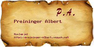 Preininger Albert névjegykártya