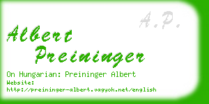 albert preininger business card